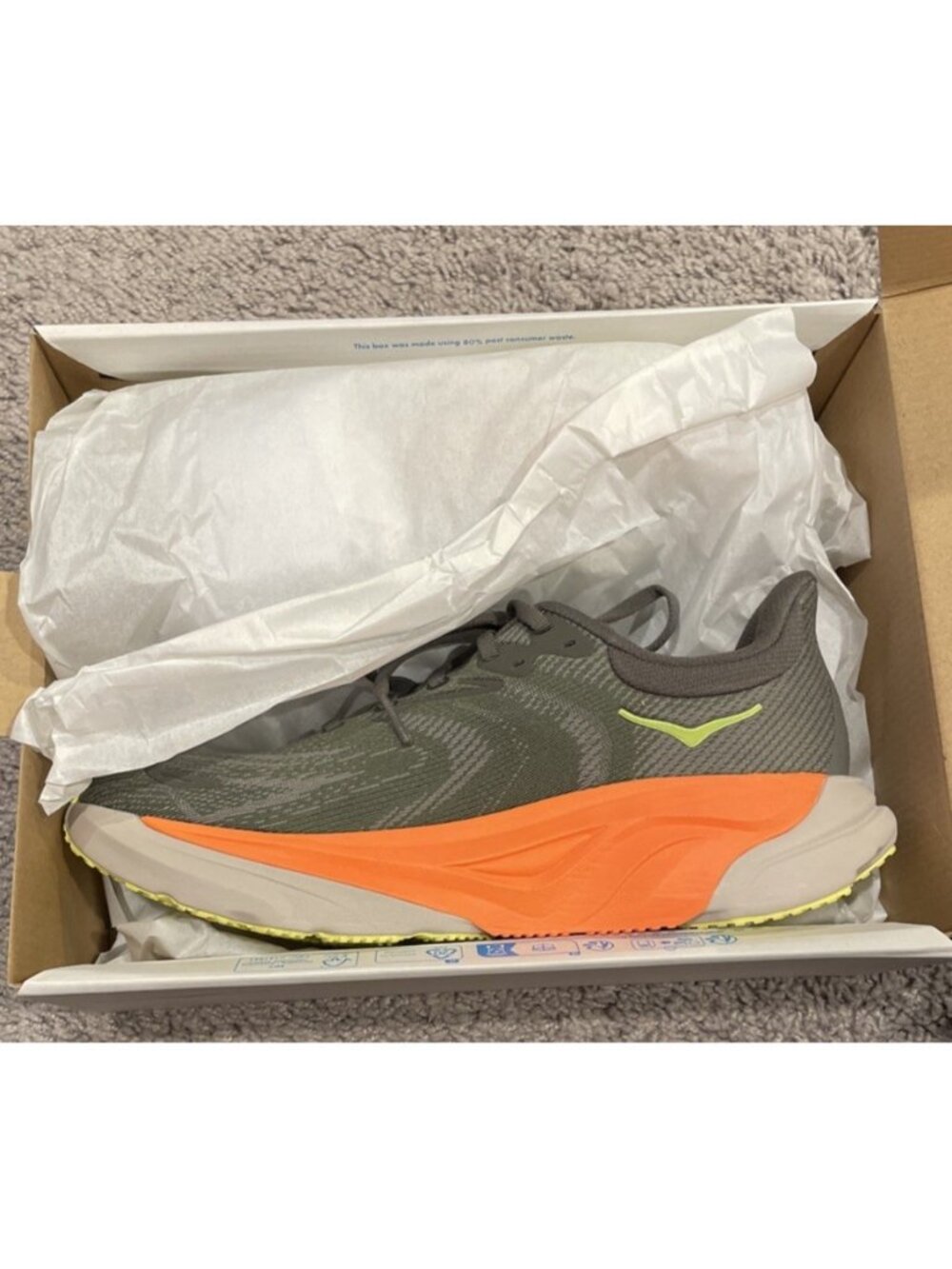 Hoka Arahi 8 Mens Running Shoes Size 8.5 D Grey Gray Orange 1168690 / AHLT